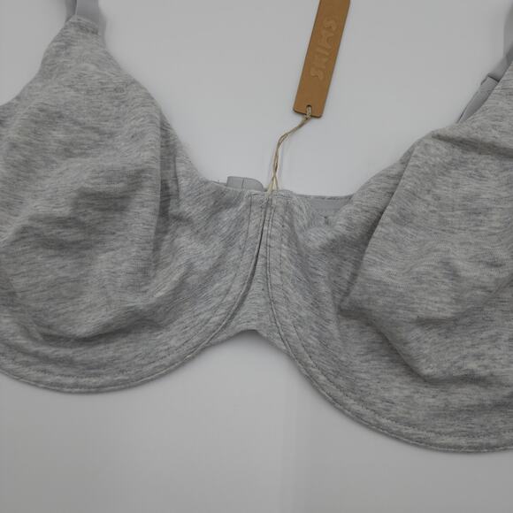 Skims Cotton Jersey Underwire Bra in Light Heather Grey Size 44H - Picture 3 of 8